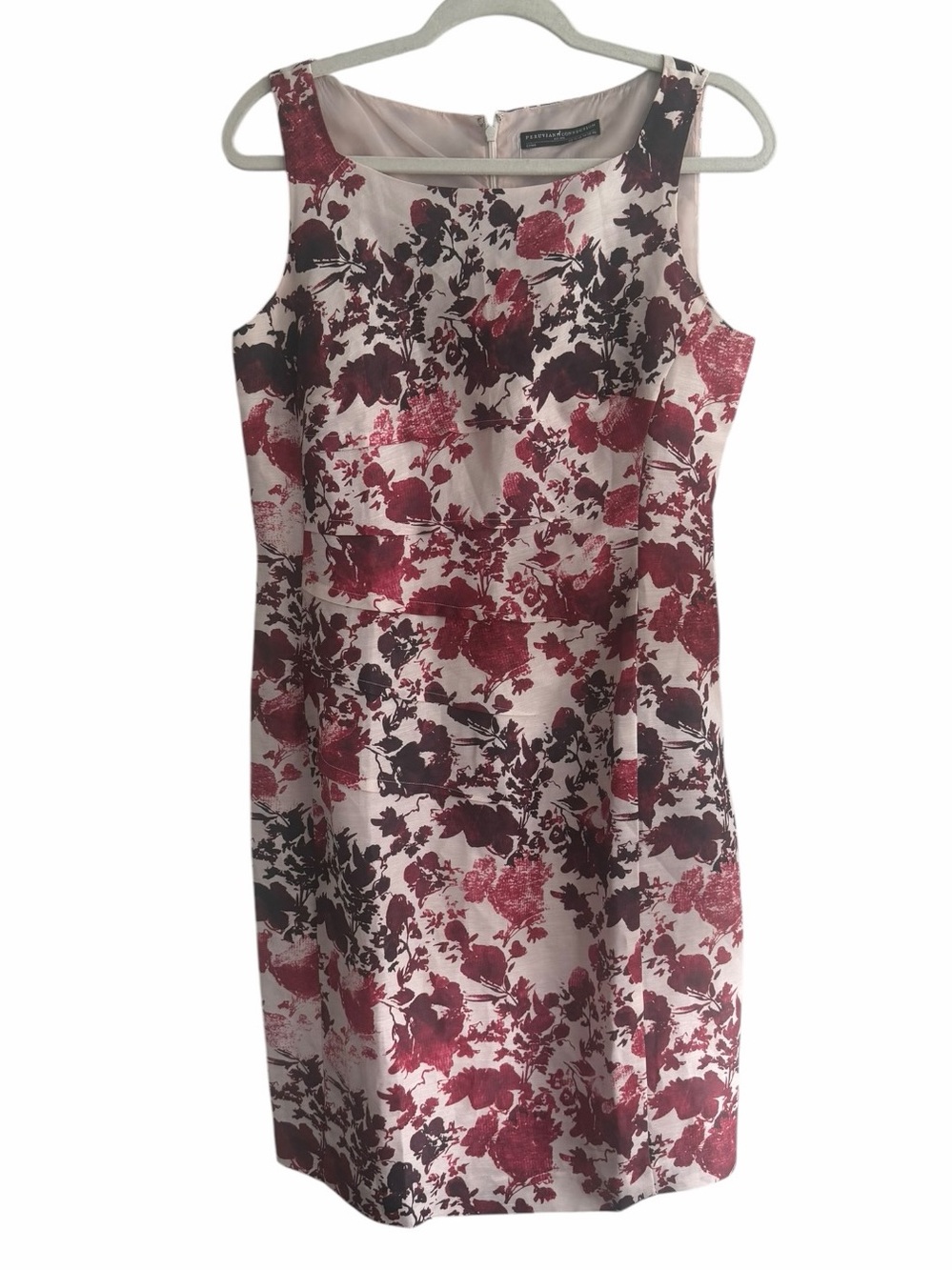 Peruvian Connection sleeveless linen silk floral sheath dress size 10
